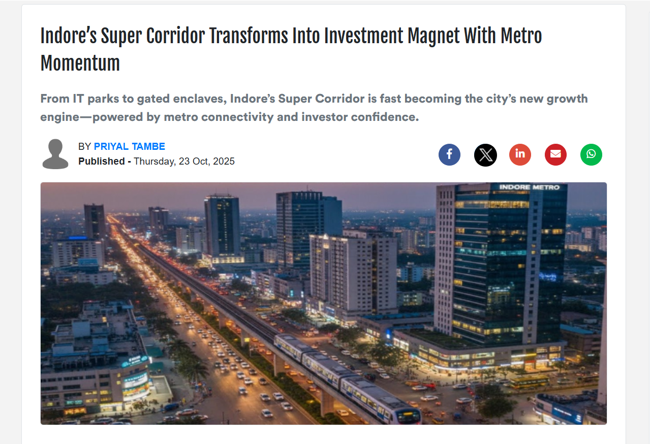 Indore's Super Corridor Transforms Into Investment Magnet With Metro Momentum