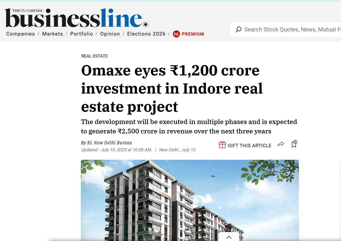 Omaxe eyes ₹1,200 crore investment in Indore real estate project